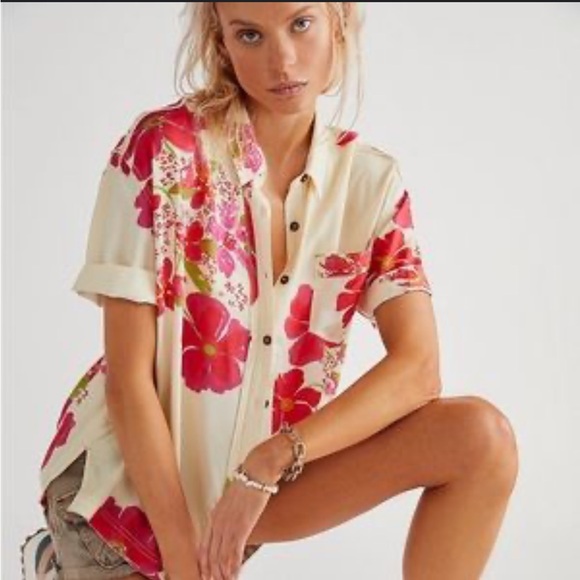 Free People Tops - Free people share good vibes button down top size S NWT